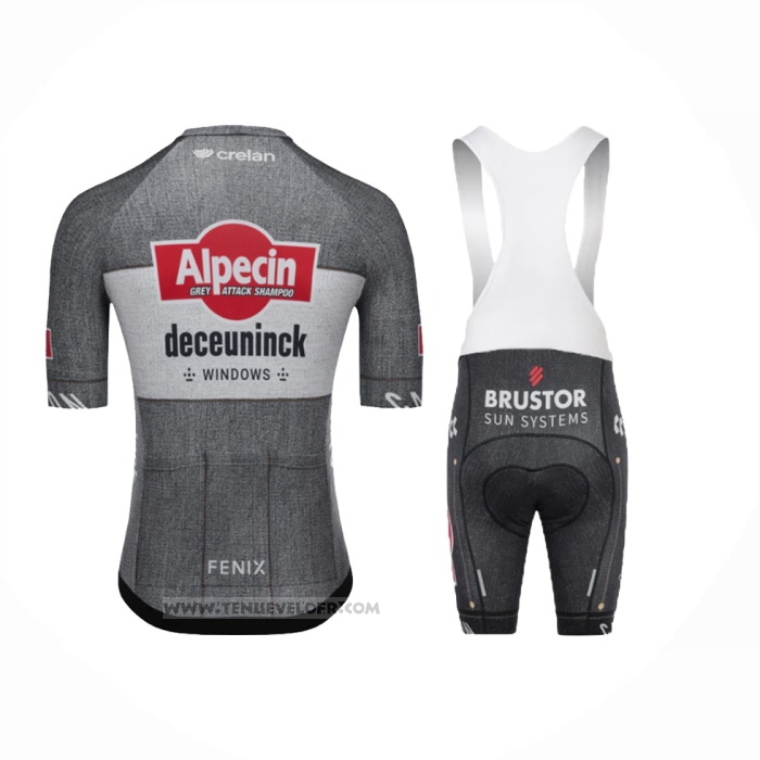 2024 Maillot Cyclisme Alpecin Deceuninck Gris Manches Courtes Et Cuissard